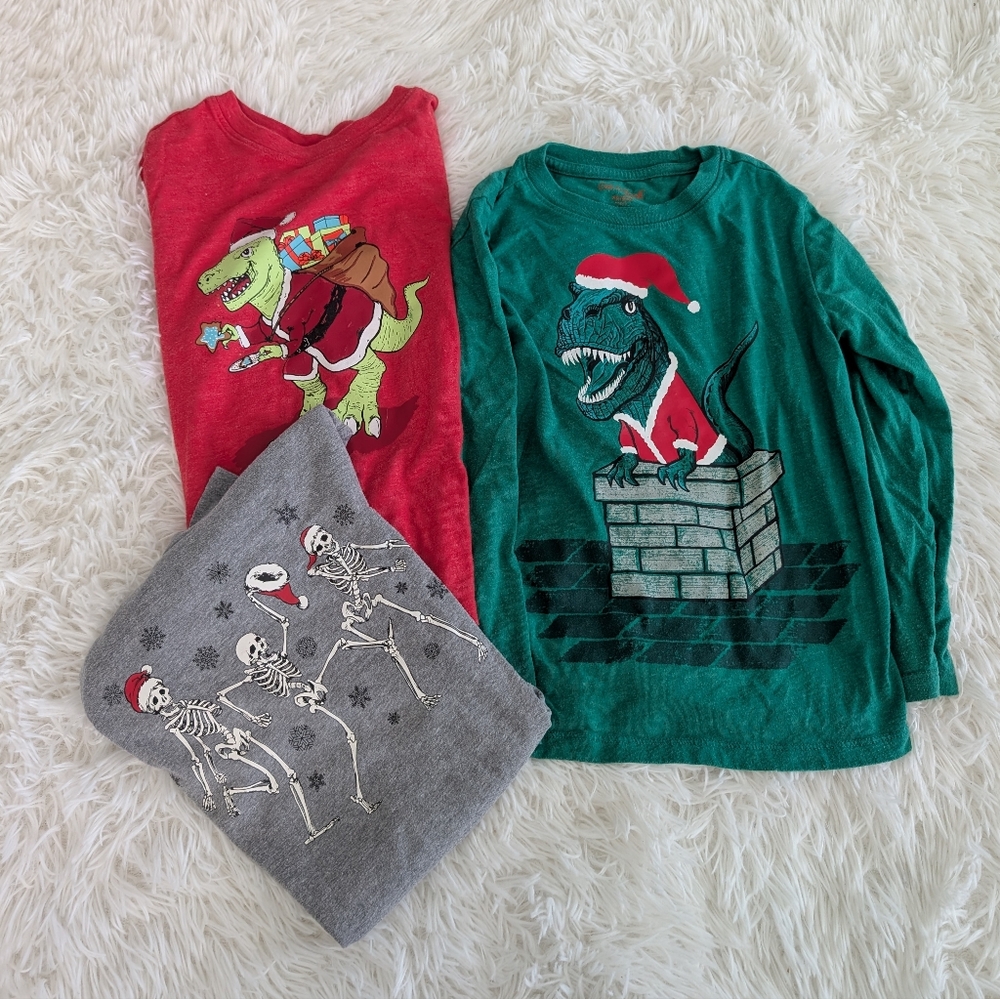 Boy's Toddler Christmas Bundle 4/5 Three Long Sleeve Shirts